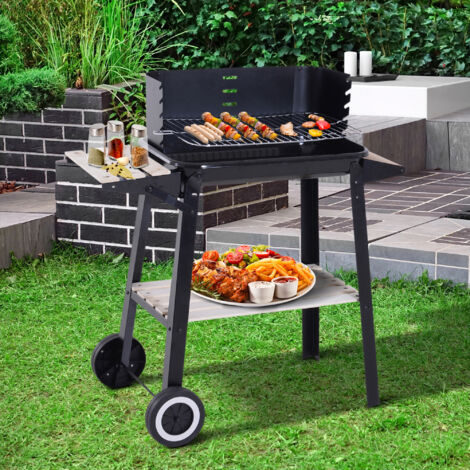 Outsunny Barbecue a Carbone da Balcone e Giardino Regolabile e Ruote