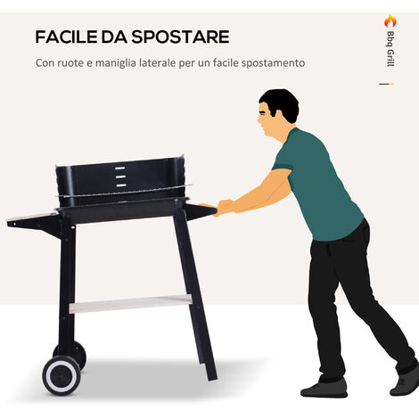 Outsunny Barbecue a Carbone da Balcone e Giardino Regolabile e Ruote