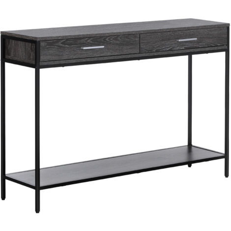 Walker Edison Vanity Tavolino Da Bagno Contemporaneo In Finto Shagreen, 106 Cm, Con 2 Cassetti, Grigio - 4