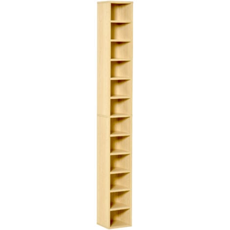 HOMCOM Scaffale Porta CD a 12 Ripiani in MDF e Truciolato color Legno