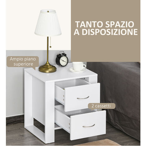 HOMCOM Comodino Camera da Letto Moderno, Comodino Cameretta con 2