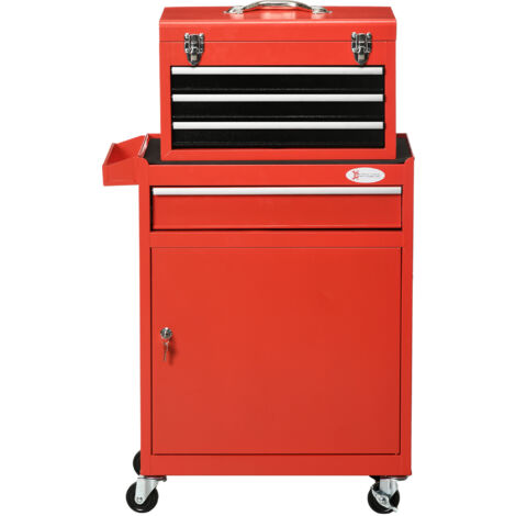 DURHAND Carrello Officina 2in1 con Cassetta Rimovibile e Armadietto con Chiave