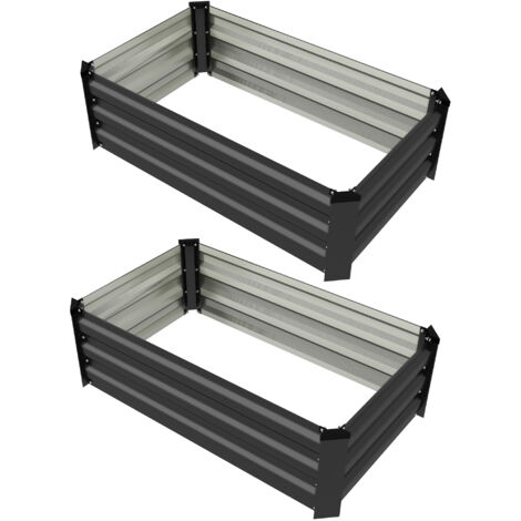 Outsunny Set di 2 Letti per Orto in Acciaio con Base Aperta 100x60x30cm Grigio (1/5)