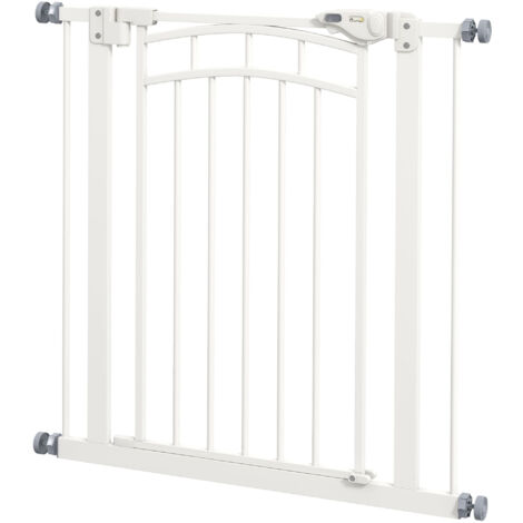 Cancello Di Sicurezza Per Cani PawHut A Pressione - Estensibile Da 74-94 Cm, Altezza 78 Cm - Bianco, Doppio Blocco, Apertura Bidirezionale - 3