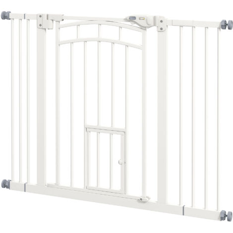 PawHut Cancelletto per Cani Estensibile 74-100x76cm a Chiusura Automatica Bianco