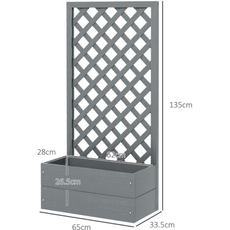 Fioriera In Metallo Verdemax Jasmine - Con Traliccio, 90x32x150 Cm, Colore Antracite, Per Giardino O Esterno