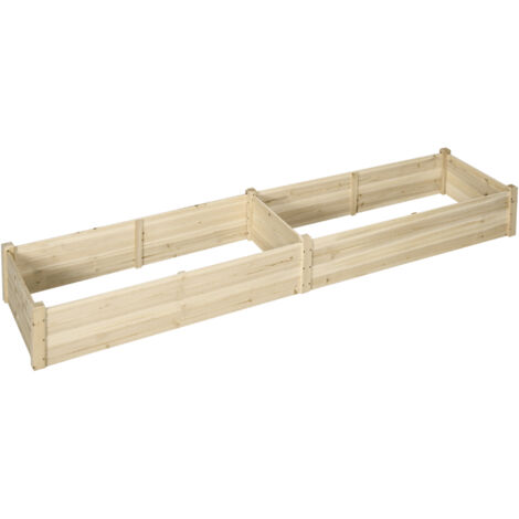 Outsunny Fioriera Rialzata in Legno di Abete con 2 Sezioni e Fondo Aperto