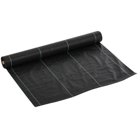 Outsunny Telo Pacciamante in PP Nero 50x1 m Quadrettato, Drenante e Traspirante