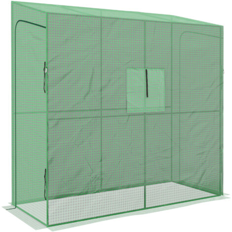 Outsunny Serra da Parete con Copertura PE 2 Porte Avvolgibili e Finestra Verde