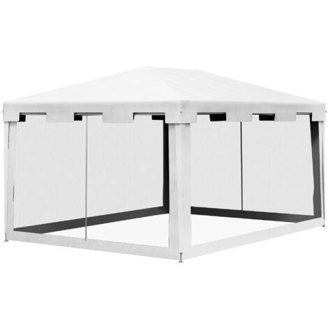 Outsunny Gazebo 4x3 m con Zanzariera e 2 Ingressi Bianco e Nero