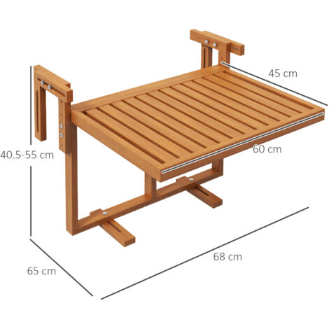 Tavolino Da Giardino Pieghevole Outsunny | Altezza Regolabile 6 Livelli, Piano HDPE