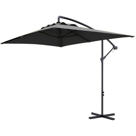 Outsunny Ombrellone da Giardino a Braccio 3x2m con Apertura a Manovella Grigio