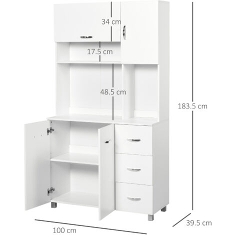 Credenza HOMCOM Bianca Con Armadietto E Cassetto - 80x29.5x96cm, Legno, Multiuso Per Cucina O Salotto