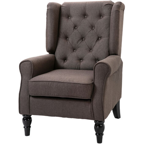 HOMCOM Poltrona Elegante in Stile Francese con Cuscini Marrone