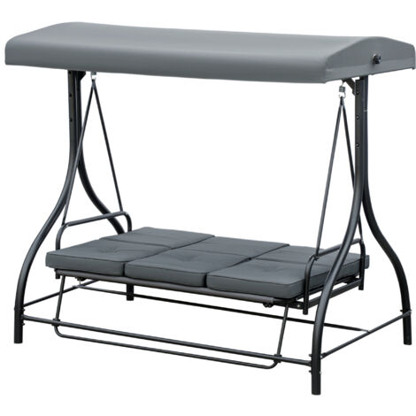 Dondolo Da Giardino 3 Posti Outsunny Con Gazebo E Zanzariera - Convertibile In Lettino - Foto 2