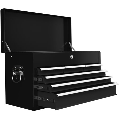 HOMCOM Cassetta Porta Attrezzi in Acciaio 6 Cassetti e Serratura 60x26x34cm Nero (1/5)
