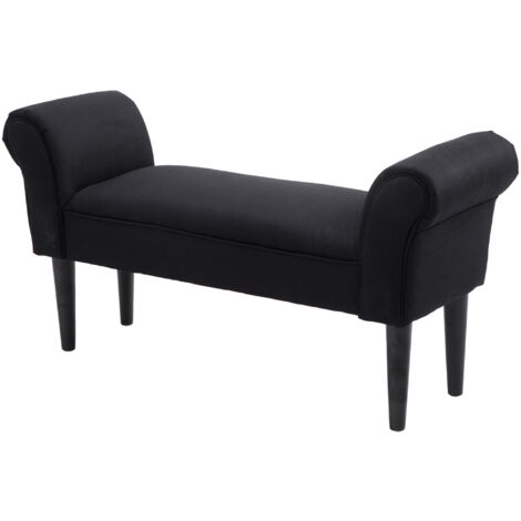 HOMCOM Panca Scarpiera di Design Imbottita con Braccioli Arrotolati, Nero