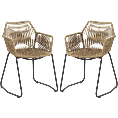 Set 2 Sedie Da Giardino Bohemien HOMCOM - Rattan PE Con Struttura Acciaio, Giallo E Nero, Per Interni Ed Esterni - Foto 8