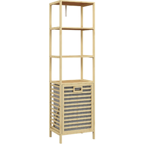 HOMCOM Scaffale Bagno a 3 Livelli con Ruote 36x15x73cm Legno | Italy