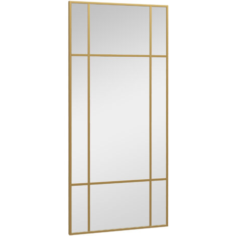 HOMCOM Specchio da Muro a Finestra Montaggio Verticale Orizzontale 110x50cm Oro