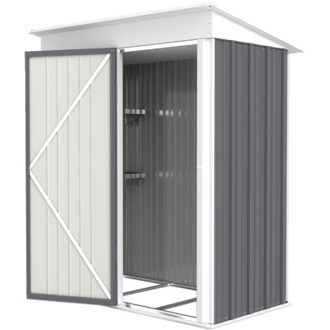 Outsunny Casetta da Giardino in Acciaio per Attrezzi 161x95x163/181cm Grigio