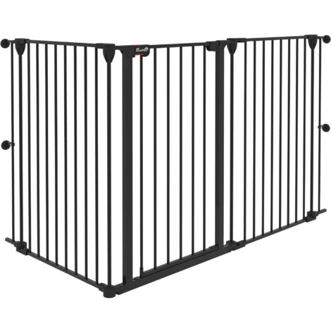 PawHut Cancellino per Cani Taglia Media Doppio Sistema di Blocco 206x90cm Nero