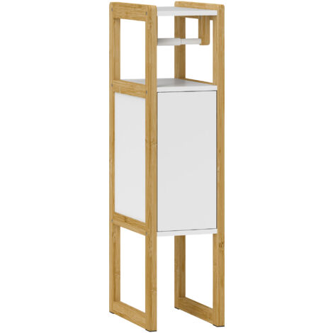 HOMCOM Mobile Bagno Salvaspazio con Armadietto e Ripiano 20x33x80cm Bianco (1/5)