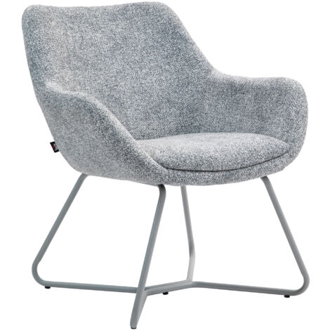 Sedia Moderna HOMCOM Con Braccioli | Imbottita In Tessuto Effetto Lino | Gambe Acciaio | Grigio - Foto 3