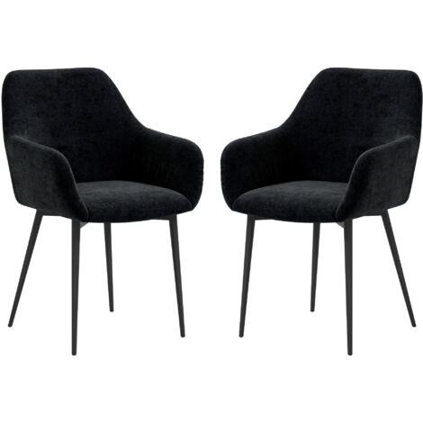 HOMCOM Set 2 Sedie Imbottite Moderne con Braccioli e Gambe in Acciaio Nero (1/5)