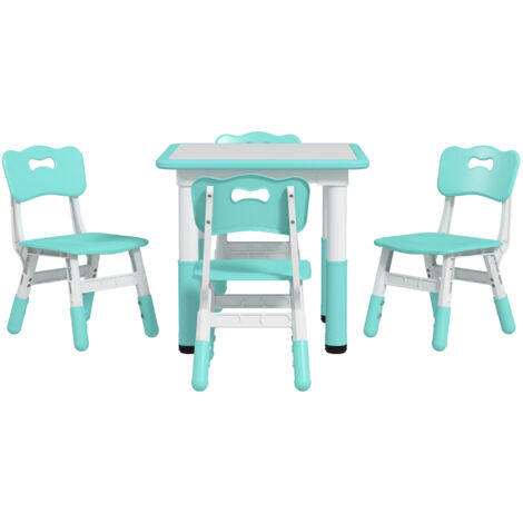 AIYAPLAY Set Tavolo e Sedie per Bambini 5 pz in Legno e PP Verde