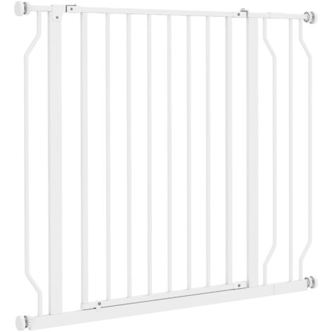 PawHut Cancelletto per Cani Regolabile in Acciaio e ABS 76x75-95 cm Bianco