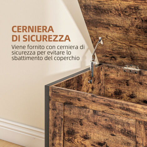 Cassapanca HOMCOM In Legno - Bianco, 80x40x40 Cm, Con Cerniera Di Sicurezza - Foto 3