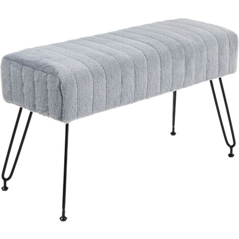 Panca Fondo Letto HOMCOM Imbottita Grigia - Seduta 82 Cm In Peluche Con Gambe Metallo