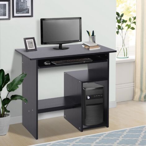 HOMCOM Scrivania PC Moderna con Ripiano per CPU e Spazio per Tastiera Nero
