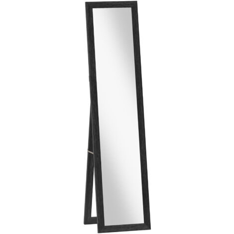 HOMCOM Specchio con Cornice da Parete e da Terra per Ingresso e Camera, Nero