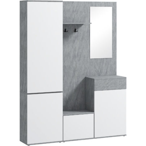HOMCOM Mobile Attaccapanni da Ingresso 4 in 1 in Truciolato Grigio