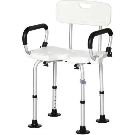 HOMCOM Sedia per Doccia con Forma a U Imbottita 54x52x70-82cm Bianco