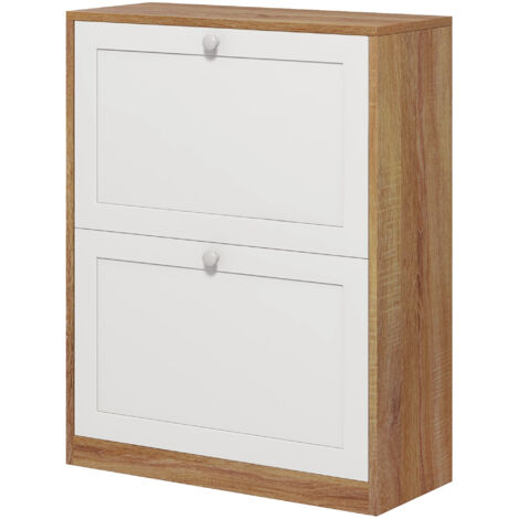 HOMCOM Mobile Scarpiera da Ingresso in MDF Truciolato per 12 Paia Bianco Rovere (1/5)