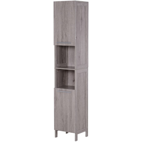 kleankin Mobile Bagno Salvaspazio in MDF con Armadietti a 2 Ante e Ripiani