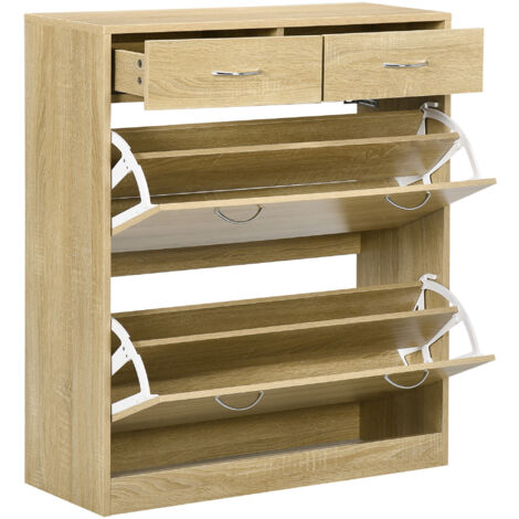 briebe Scarpiera ingresso corridoio, mobile ausiliario stretto in legno per scarpe, 3 porte, 119,5 x 74 x 25 cm (altezza x larghezza x profondità), 18 paia circa, Nova (Roble Cambrian
