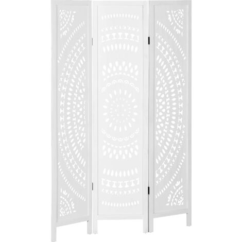 HOMCOM Separé da Interni Pieghevole a 3 Pannelli in Legno 120x170cm Bianco
