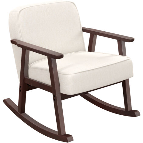 HOMCOM Poltrona In Legno Con Cuscini In Lino, Ampia Seduta, Colore Grigio, Struttura Robusta, Carico Max 120 Kg