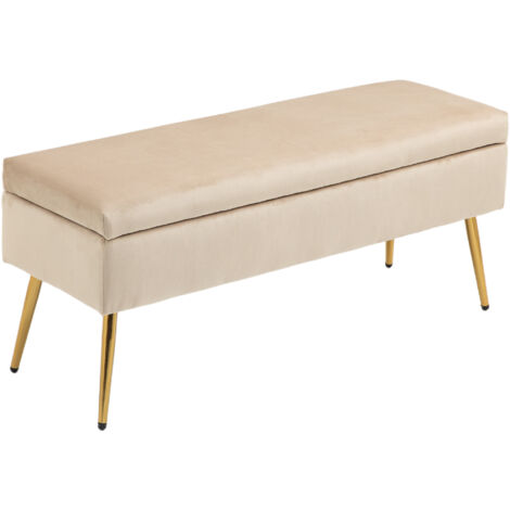 Panca Fondo Letto HOMCOM In Velluto - Grigio Scuro E Oro, 121x50,5x46,5 Cm - Foto 4