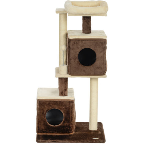 Tiragraffi Per Gatti PawHut 48x38x42cm - Con Palline Giocattolo, Rivestimento Peluche, Juta, Per Gatti Fino 5kg - Foto 3