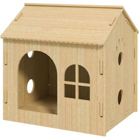 Casetta Per Cani PawHut Da Interno - Legno, Finestra, Ingresso, 49.5x41x51 Cm, Color Rovere - Foto 8