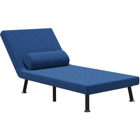 HOMCOM Poltrona Letto Singolo con Schienale Regolabile in 5 Posizioni Blu Scuro