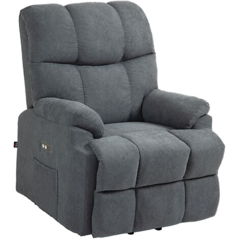 HOMCOM Poltrona Reclinabile 150° max con Poggiapiedi Grigio Scuro