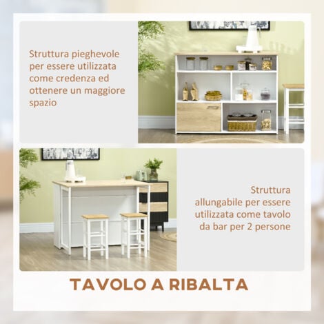 HOMCOM Tavolo Multiuso da Soggiorno e Cucina in MDF con Design a