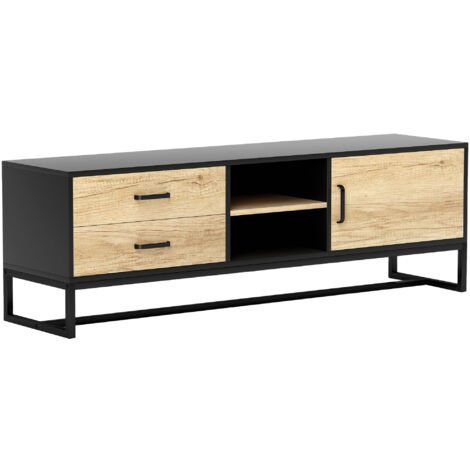 Mobile TV HOMCOM Per Schermi Fino A 60" - Con 2 Cassetti E Ripiani Regolabili, Legno E Nero - Foto 9