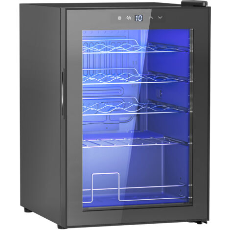HOMCOM Cantinetta Vino Frigo per 20 Bottiglie 53L Porta in Vetro Anti-UV Nero
